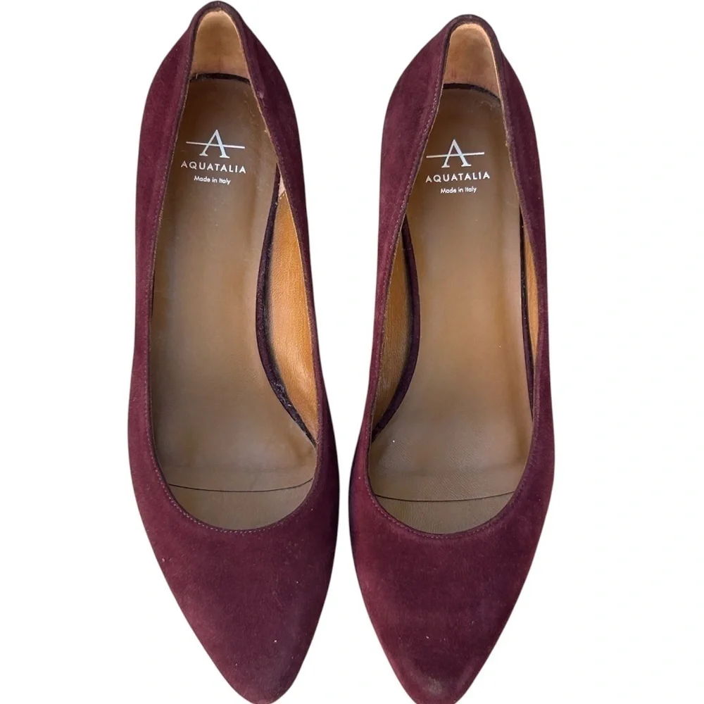 Aquatalia Women's Burgundy Suede Pumps Pointed-toe Size 7.5